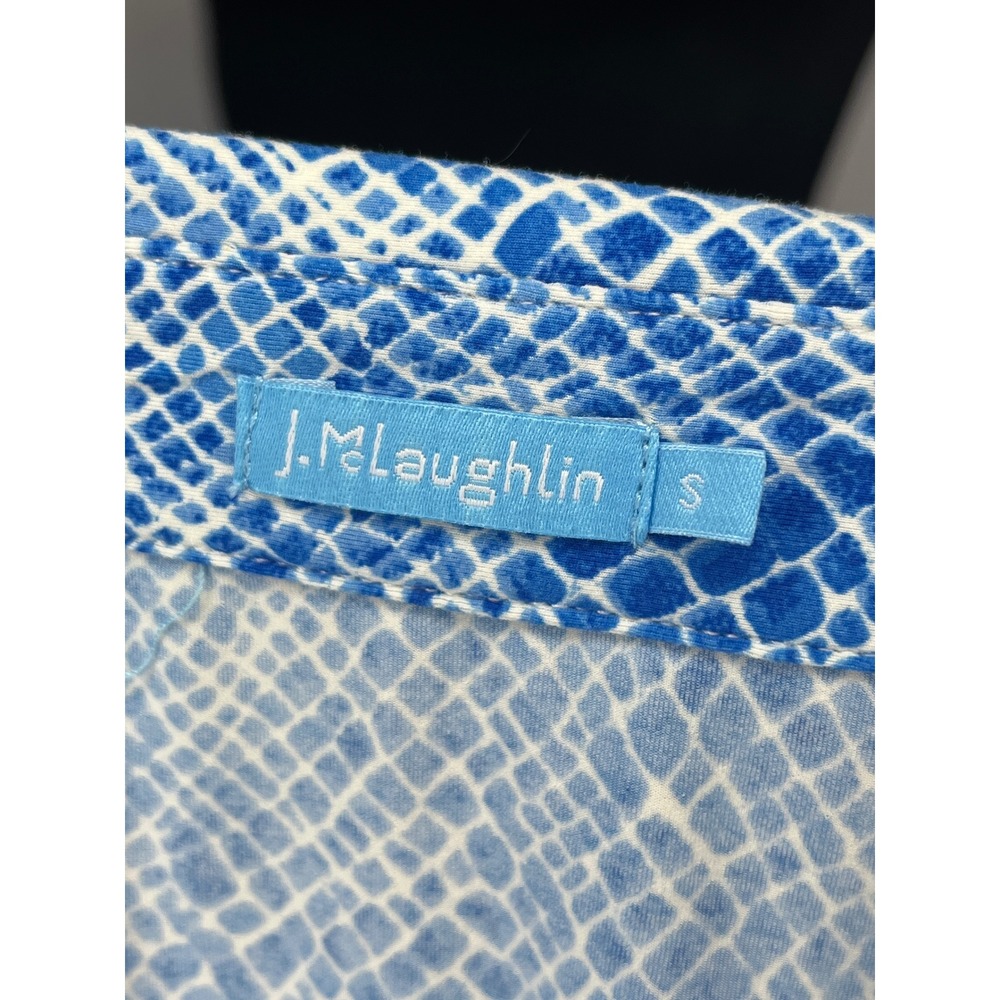 J McLaughlin Blue White Abstract Print Button Down Shirt Top Women's Size Small - Picture 5 of 8